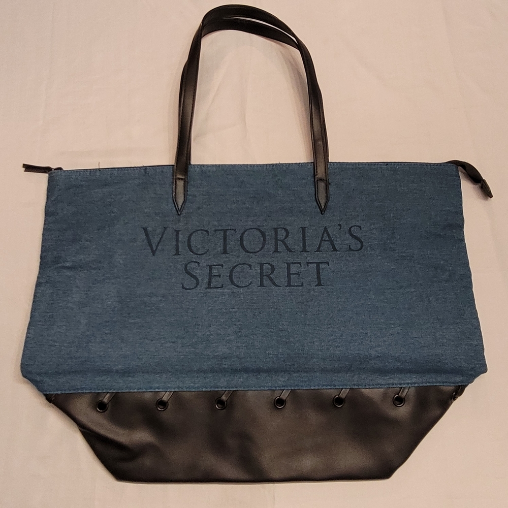 Victoria’s Secret Large Denim Weekender Tote Travel Gym Bag